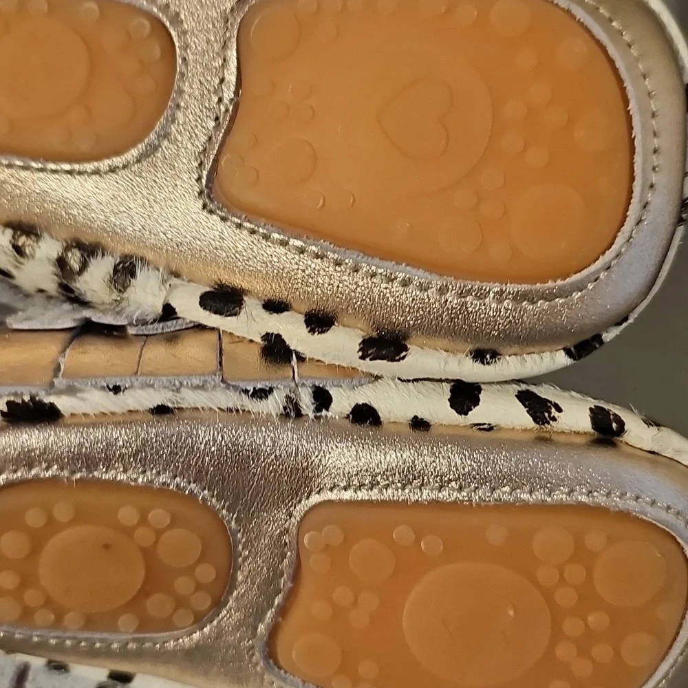 Fur Animal Print Mocassain Rose Gold Fringe 6-12m Size